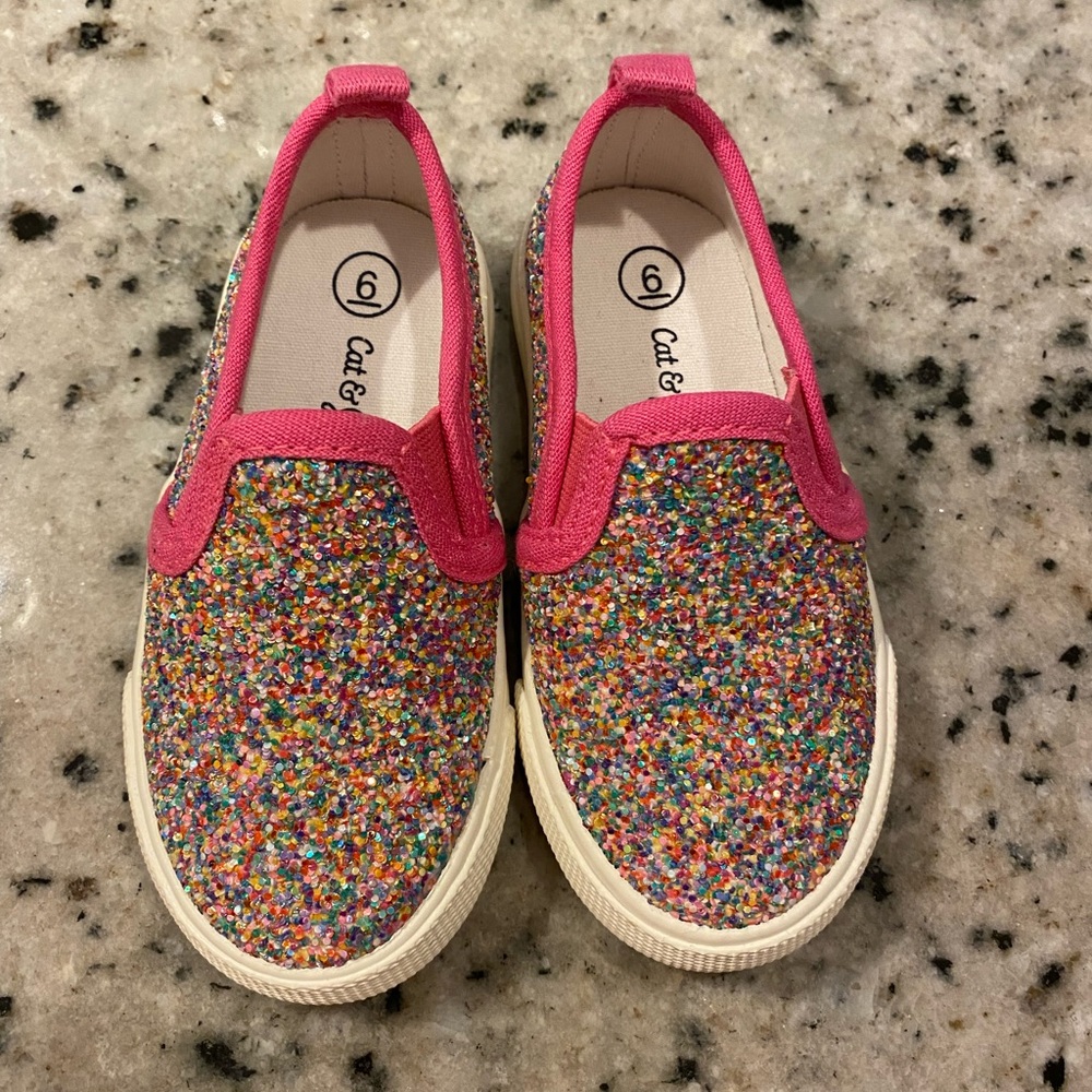 Cat and Jack Pink Sparkle Shoe Toddler size 6